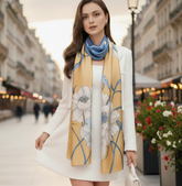 180x90 Seidenschal 180x90 gelb blau Asian Style N323